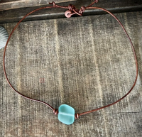 Zooying cuir collier ras du cou surfeur verre perles pierre collier pour femmes bijoux