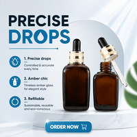 Flacon de sérum pour soins de la peau en verre brun de luxe, 20 ml-100 ml, avec bouchon à vis et compte-gouttes, coffret pour diffuseur