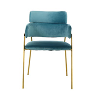 Chaise de salle à manger en velours avec accoudoir confortable et élégant avec pieds en métal doré