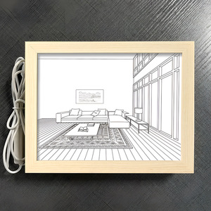 Nueva cabecera 3D arte de pared decoración del hogar foto <span class=keywords><strong>paisaje</strong></span> pintura Marco de imagen Natural Visual Led madera acrílico lámpara de noche Luz - Product Image 3