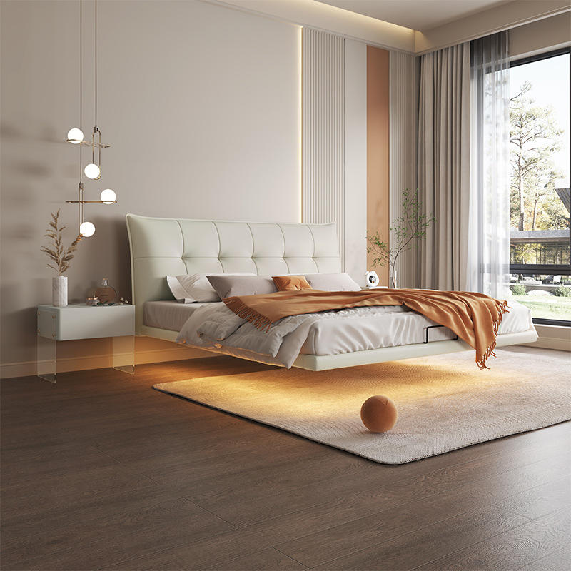 Blanc gris [lit simple] planche de lit en bois en acier