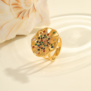 Qingyaun thời trang gió gấp dát pha lê Rhinestone của phụ nữ hình học mạ điện vòng thép không gỉ - Product Image 3