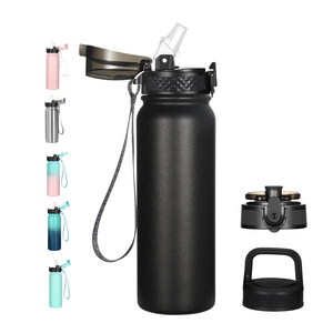 Custom Logo 750ml Eco-friendly Handgrip Gradient Sports Vacuum Insulated 304 Stainless Steel Double Walled Water Bottle Lid - Product Image 5