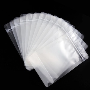 Sachet refermable en plastique transparent mat noir dépoli avec fermeture éclair coulissante trois côtés et logo - Product Image 1