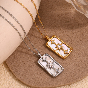 BJG0589N 2024 personalità dello stilista con ciondolo a forma di stella in acciaio inossidabile collana con stella di palo tarocchi carta collana - Product Image 2