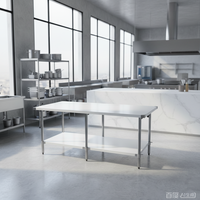 Table de travail en acier inoxydable 430 à 2 niveaux pour cuisine commerciale robuste XIANGYING NSF, pieds réglables en hauteur, résistante à la corrosion