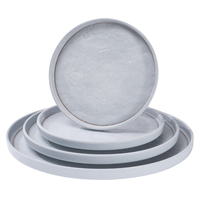 Nouvelles assiettes plates en mélamine rayées incassables de 8,1 pouces de diamètre