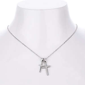 Collar con Colgante de Cruz Doble de Plata de Ley 925, Cadena de Cuerda, Joyería de Moda de Lujo para Mujer - Product Image 1