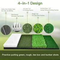 Tapis d'entraînement de golf compact 4 en 1, simulateur de bunker et de fairway, tapis de frappe avec base en caoutchouc robuste, gazon artificiel durable