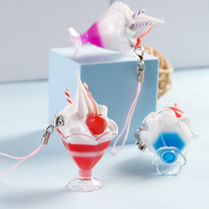 PVC simulated ice cup, shaved ice, snow-topped dessert, ice cream ornament, sundae, food prop, ice cream <b>keychain</b> - Product Image 2