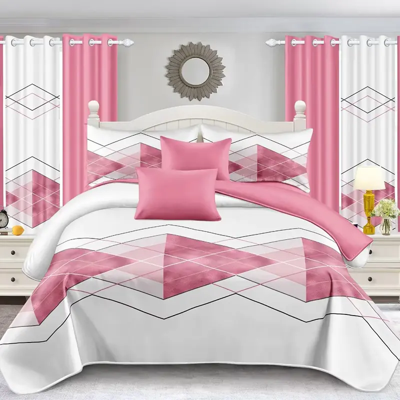 ベッドカバーセットピンクホームテキスタイルマイクロファイバー掛け布団印刷枕カバー
