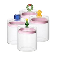 Nouvelle vente flash : pot de conservation alimentaire en verre borosilicate de haute qualité, hermétique et anti-poussière, avec couvercle en verre et décorations élégantes, pour la cuisine.
