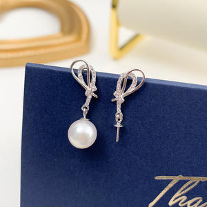 Accesorios de Plata S925 para DIY con Perlas, Cuentas Redondas de 7-10 mm, Bandeja Vacía, Lazo 20877-Eearnail, Joyería de Plata, Pendientes - Product Image 3