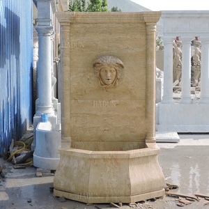Precio de fábrica al aire libre antiguo Beige mármol Medusa cabeza piscina pared jardín fuente de agua para la venta - Product Image 1