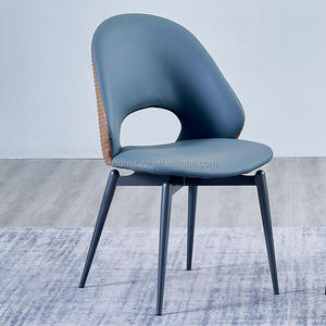 Modern Luxury Stylish Dining <b>Chairs</b> Open Back Woven Leather Detail High Dense <b>Padding</b> Metal Legs Customizable Color Dining - Product Image 5