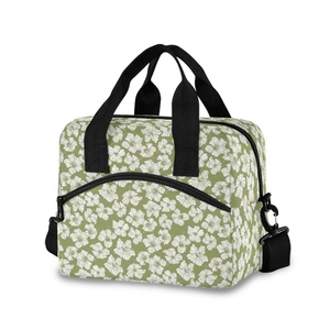 Nouveau sac isotherme réutilisable pour le déjeuner, avec bretelles, pour femmes adultes, motif hibiscus hawaïen, impression de logo personnalisée, idéal pour la salle de sport - Product Image 1