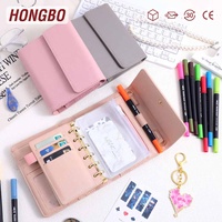 Porte-documents A7 en cuir Saffiano souple Hongbo avec enveloppes pour argent liquide, feuilles mobiles, cartes et marqueurs, servant de boîte de budgetisation pour enveloppes d'argent liquide
