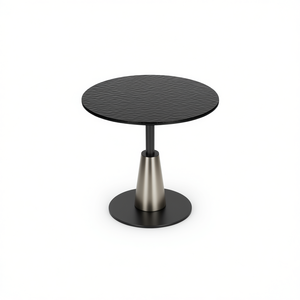 Tavolino da caffè 50 H50 cm con piano in laminato nero, struttura in metallo, mobili da soggiorno moderni e minimalisti, durevoli - Product Image 1