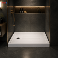 Base de douche en surface solide de qualité commerciale pour projets hôteliers professionnels, bac en résine blanche, approvisionnement en gros sur mesure