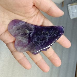 OEM Gua Sha Werkzeug lieferant Großhandel Lila Amethyst Gesichts walze und <span class=keywords><strong>Massage</strong></span> stein <span class=keywords><strong>Custom</strong></span> Design für Beauty Stone - Product Image 3