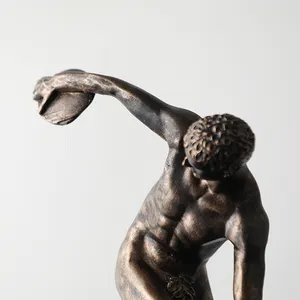 Modern art home decor sport man antique brass bronze sculpture abstract male decorative desktop statue figure