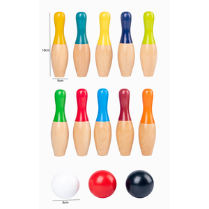 Juego de bolos de patio de madera para familiares y amigos para niños y adultos, bolos y bolas de madera dura para diversión en el patio trasero - Product Image 5