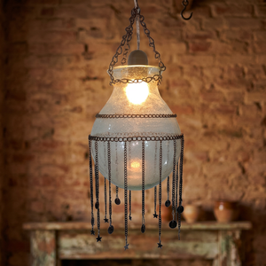 AA149 18.5cm <b>Star</b> Pendant <b>Light</b> Oxidized Chain Hanging Glass LED Switch Control AC 110V 2700K Soft Warm White - Product Image 3