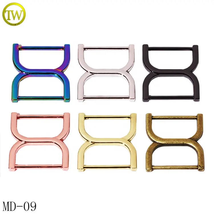 Nickle free wholesale bags d buckles fitting multi-color ribbon adjustable double d ring for leather straps
