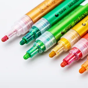 STA 12 Colors Permanent Acrylic Paint Art Marker Pen Set for Glass Fabric  Rock Painting