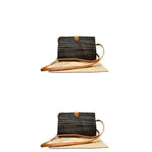 Lombok Tri-Shape Long Rattan <b>Wallet</b> Bag Handmade Leather Strap <b>Compact</b> Ethnic Crossbody Design for Natural Wicker Craft Lovers - Product Image 3