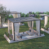 Pergola motorisée en aluminium pour l'extérieur avec lames bioclimatiques rétractables, protection contre le soleil et la pluie