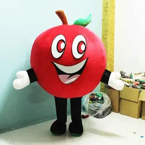 Fantasia de halloween para adultos, traje de mascote da apple vermelha para venda