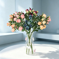 Fleurs artificielles en soie vintage réalistes de haute qualité à 7 têtes, semi-faites à la main, emballage en boîte cartonnée pour la maison, le jardin et l'hôtel