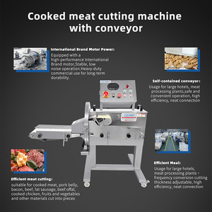 Rebanadora Automática de Carne Cocida Comercial, de Acero Inoxidable 304, con Cinta Transportadora, para <span class=keywords><strong>Cortar</strong></span> Carne de Res, Cerdo, Chorizo y Tripas - Product Image 4