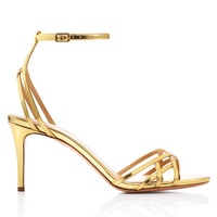 Chaussures de Mariage Dorées à Talons Hauts de 3 Pouces pour Demoiselles d'Honneur, Sandales à Bride Boucle Or, Talons Aiguilles Or pour Femme
