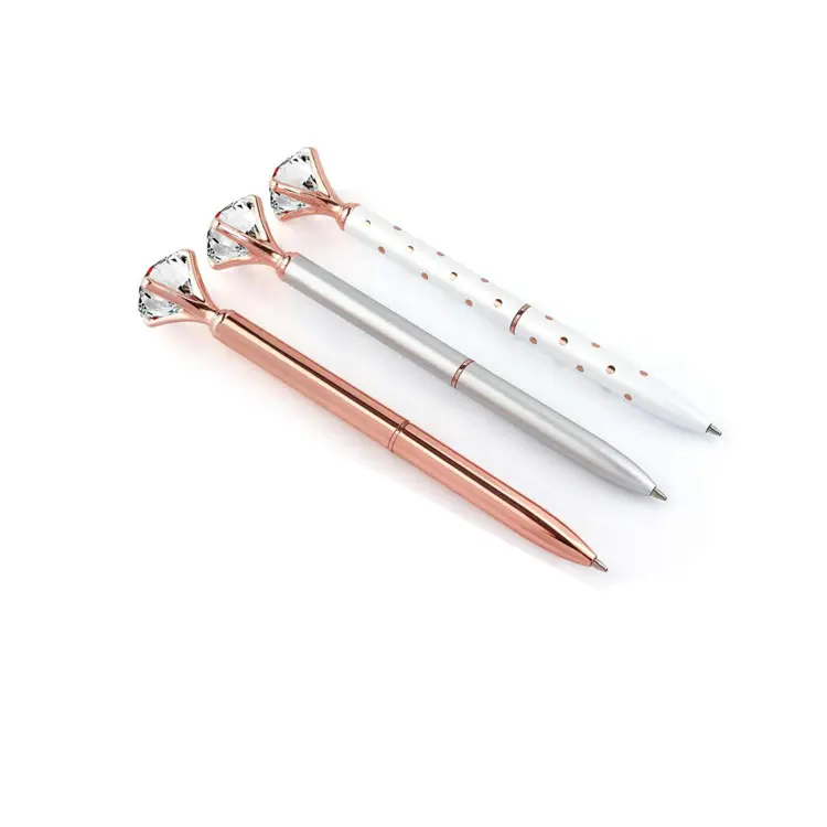 Bling Big Crystal Diamond Ballpoint Pen Metal Ballpoint Pens for Office Supplies GiftRose GoldSilverWhite pen