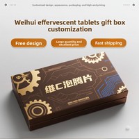 Comprimés effervescents de vitamine C, boîte cadeau personnalisée avec un design rétro et des éléments décoratifs