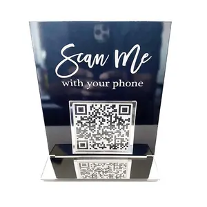 Tablet facebook placa ouro qr código de plástico sinal de beleza acrílico empresarial social sinal com suporte escritório sinal acrílico