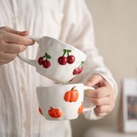 Concurrerende prijs 3D fruitpatroon kunst pompoen design stapelbaar schattig collectie milieuvriendelijk voedselveilig magnetronbestendig keramiek