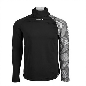 Camiseta Deportiva Azul con Protección para el Cuello, Resistente a Cortes, Manga Larga, Negra, Compresión para Hockey, Talla Senior XS, Poliéster/Algodón, Atlética - Product Image 1