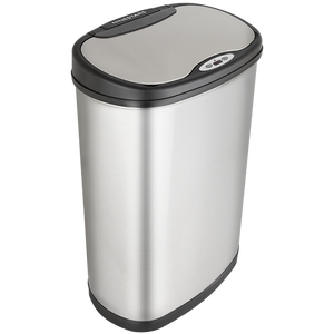 <span class=keywords><strong>Poubelle</strong></span> ovale automatique à détecteur de mouvement sans contact avec dessus noir, <span class=keywords><strong>50</strong></span> <span class=keywords><strong>L</strong></span> en acier inoxydable - Product Image 2