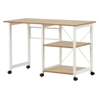Table de bureau multifonction en bois avec étagère à 2 niveaux, table pliante moderne pour ordinateur, bureau d'ordinateur pour salon