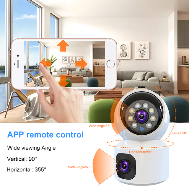 360 High Definition 1080P Ptz Dual Lens IP Camera 4K CCTV Security System with 4MG Storage and Projection Feature