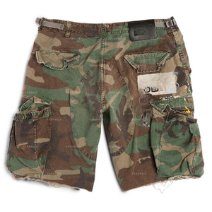Pantaloncini Cargo Casual mimetici <span class=keywords><strong>da</strong></span> uomo di alta moda con Logo personalizzato in Denim antico stile lavorato a maglia elasticizzato a metà vita - Product Image 3