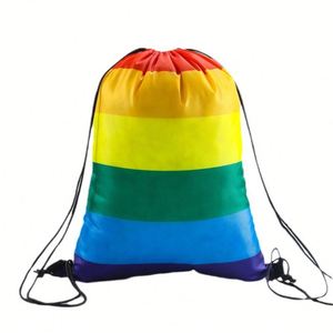 Wholesale Custom Promotional Sportpacks Waterproof Durable Gym Bags Polyester <b>Drawstring</b> <b>Backpack</b> Rainbow Pride Digital Printed - Product Image 2