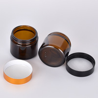 Pot en verre ambré dépoli multi-tailles vide pour cosmétiques, crème visage et corps, impression sur mesure et marquage à chaud