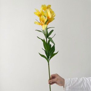 KEWEI 1671 <span class=keywords><strong>Fleur</strong></span> artificielle réaliste <span class=keywords><strong>Alstroemeria</strong></span> (lys péruvien) à longue tige en soie, fournisseur d'or, pour centre de table de mariage - Product Image 6