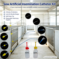 Kit de Cathéters d'Insémination Artificielle pour Truies, Cathéters à Embout en Mousse Jetables avec Bouteilles d'Insémination de 80 ml pour Élevage Porcin