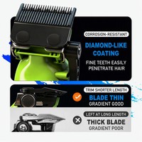 Tondeuse à cheveux sans fil avec lame en céramique DLC, batterie 2500 mAh, kit de 8 guides de coupe pour barbier, rasoir électrique pour hommes, tondeuse à effiler