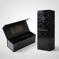 Boîte de luxe avec logo personnalisé, fermeture magnétique, couvercle en carton rigide, boîte magnétique noire, emballage haut de gamme, boîte en papier pour vin PR